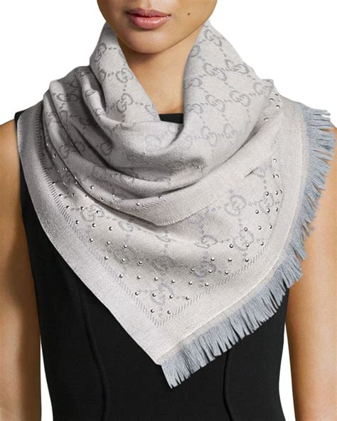 gucci grey jacquard scarf|gucci jacquard wool scarf v.